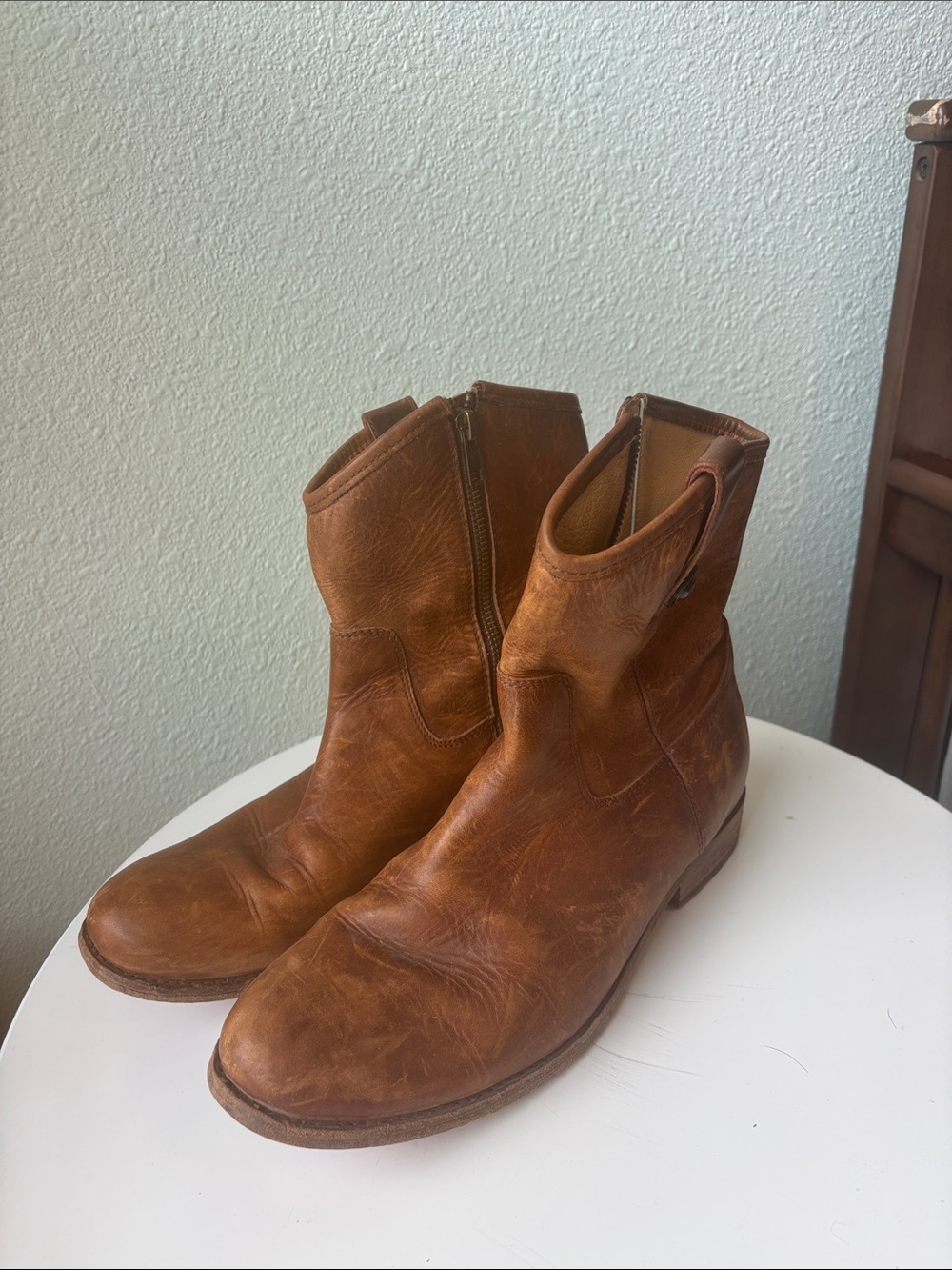 Frye Chestnut Brown Leather Ankle Booties